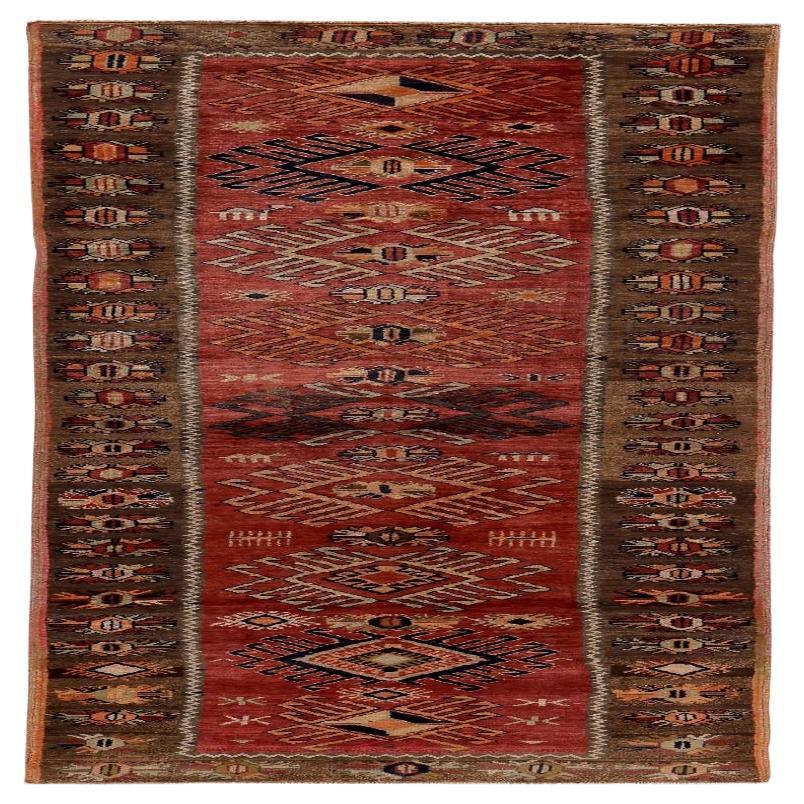 Persische Aserbaidschan Läufer Teppich - Wolle Braun Orange Rot Design - 89697