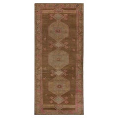 Persian Azerbaijan Runner Rug - Wool Brown Pink Design - 99389