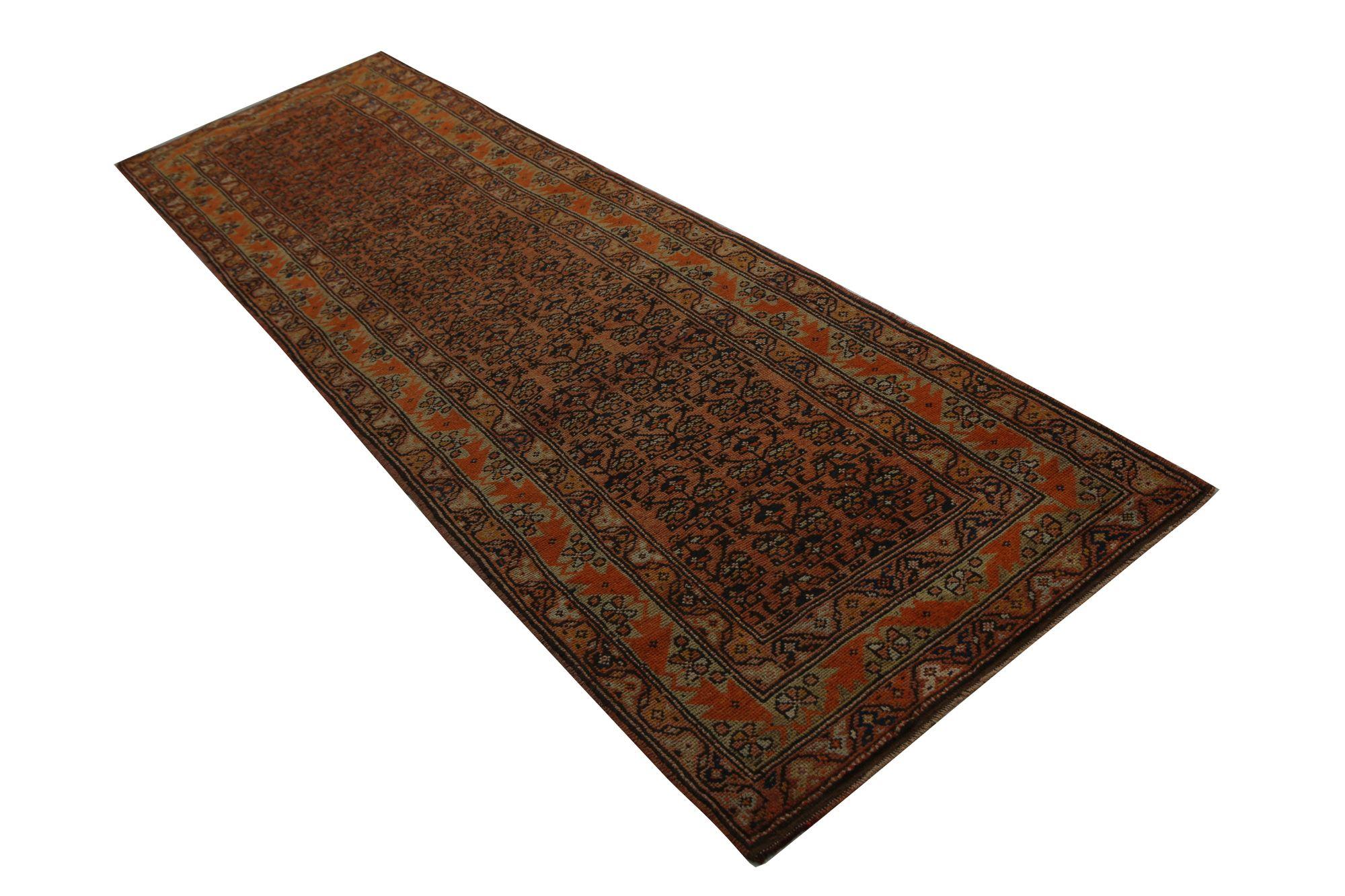 Persischer Aserbaidschan Läufer Teppich - Wolle Braun Rot Design - 98006 (Irakisch) im Angebot