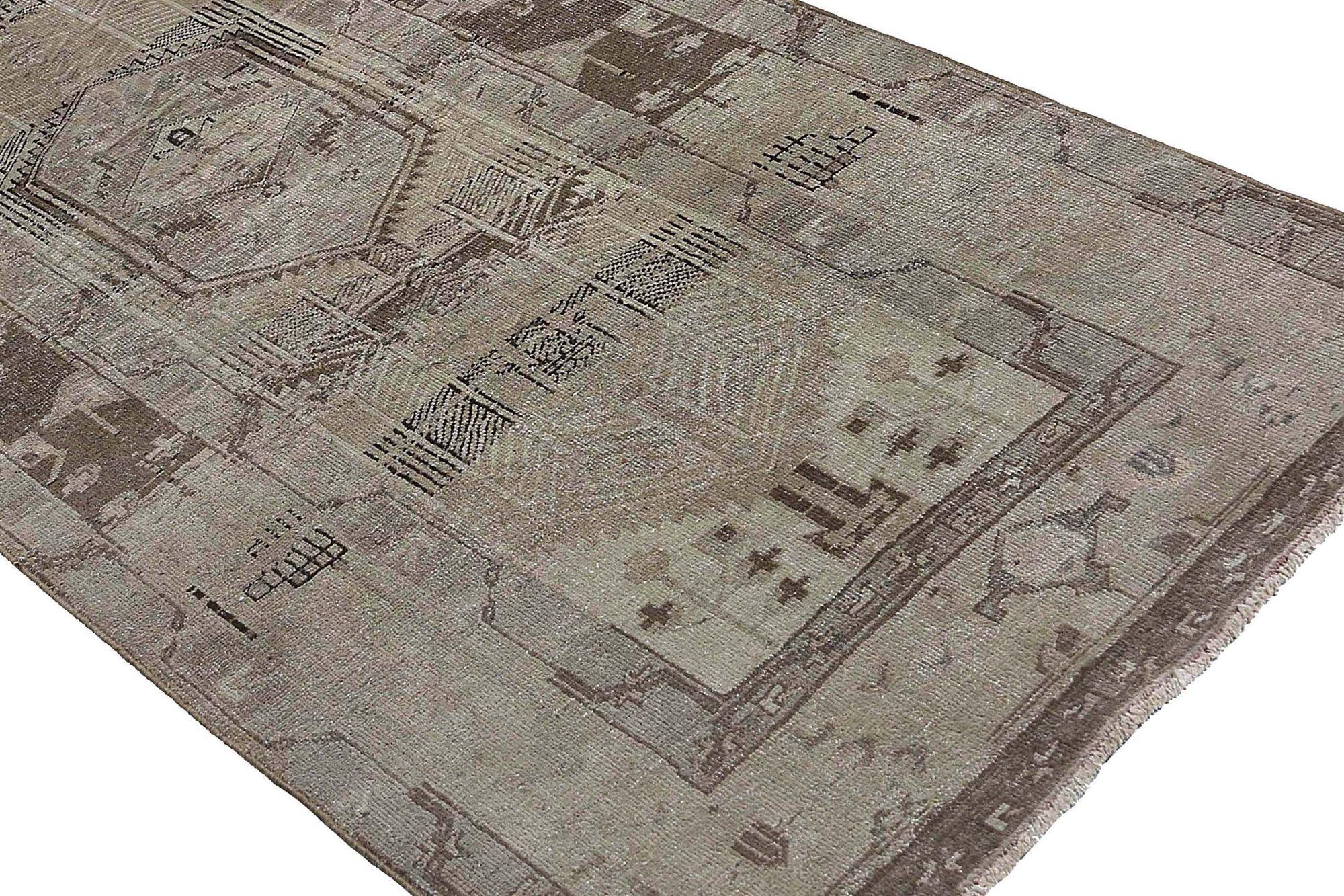 Iracheno Tappeto Runner Persiano Azerbaijan - Design Lana Marrone Taupe - 96673 in vendita