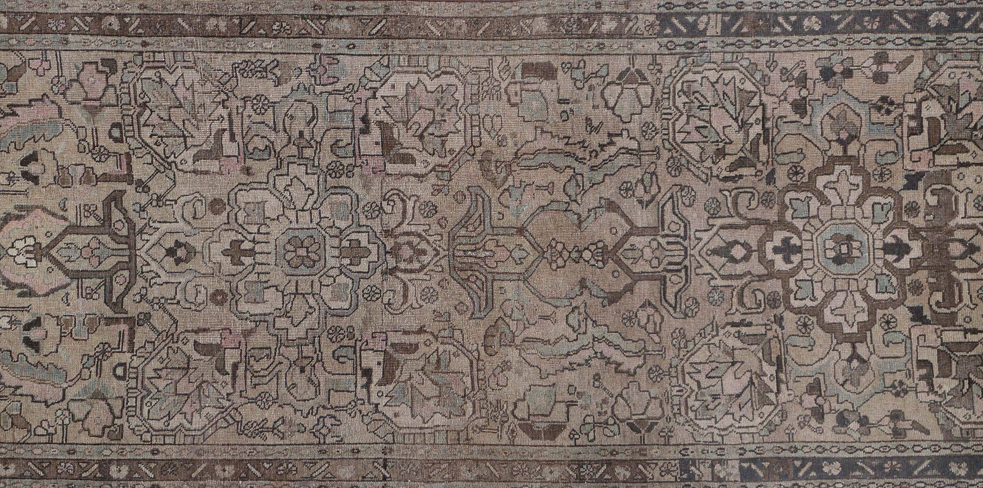 Iracheno Tappeto Runner Persiano Azerbaijan - Design Lana Marrone Taupe - 96896 in vendita