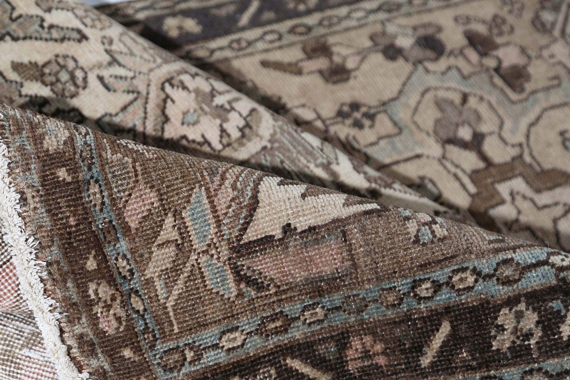 Tappeto Runner Persiano Azerbaijan - Design Lana Marrone Taupe - 96896 In condizioni ottime in vendita a Dallas, TX