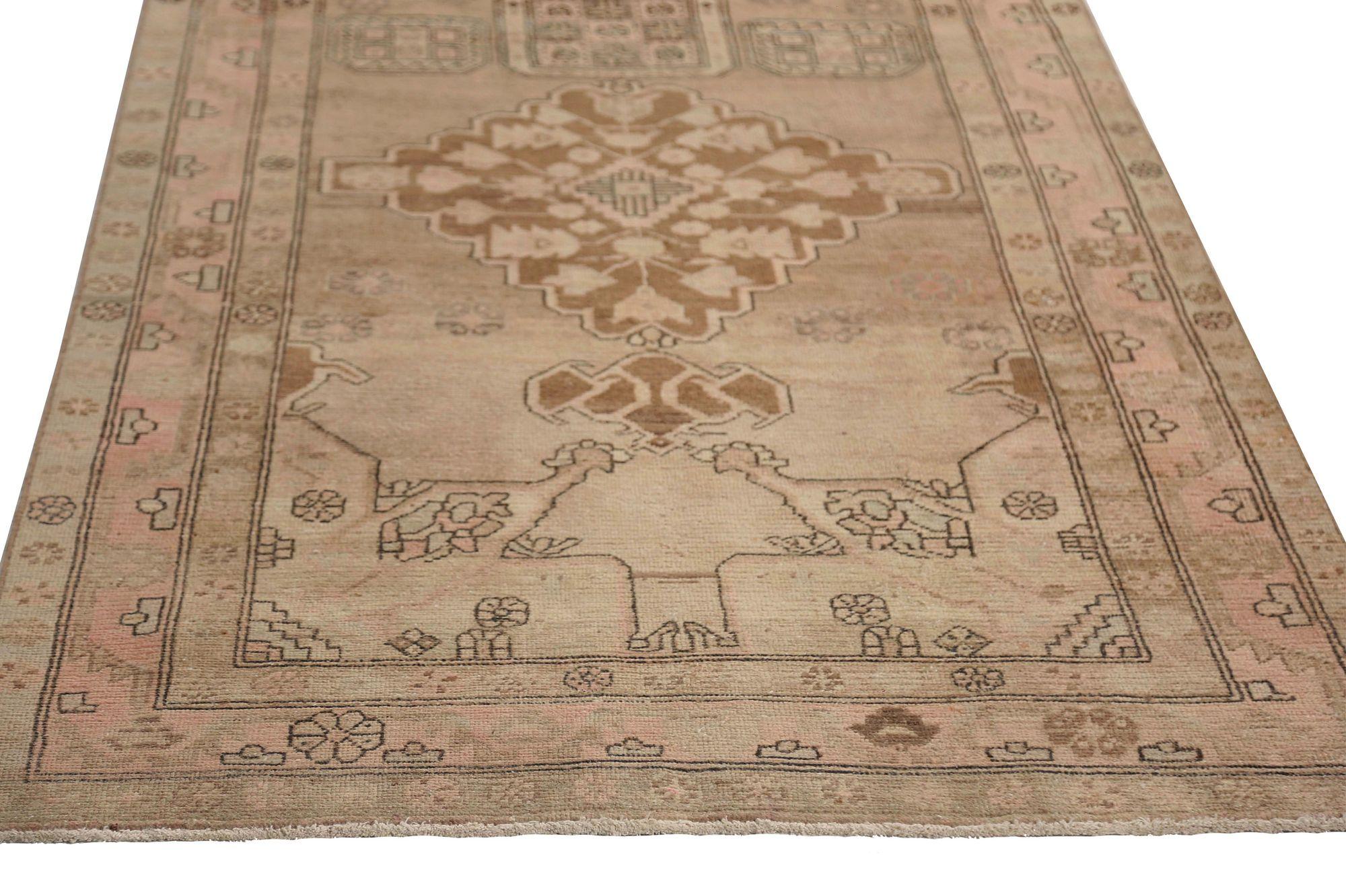 Persischer Aserbaidschan Läufer Teppich - Wolle Braun Taupe Design - 96956 (20. Jahrhundert) im Angebot