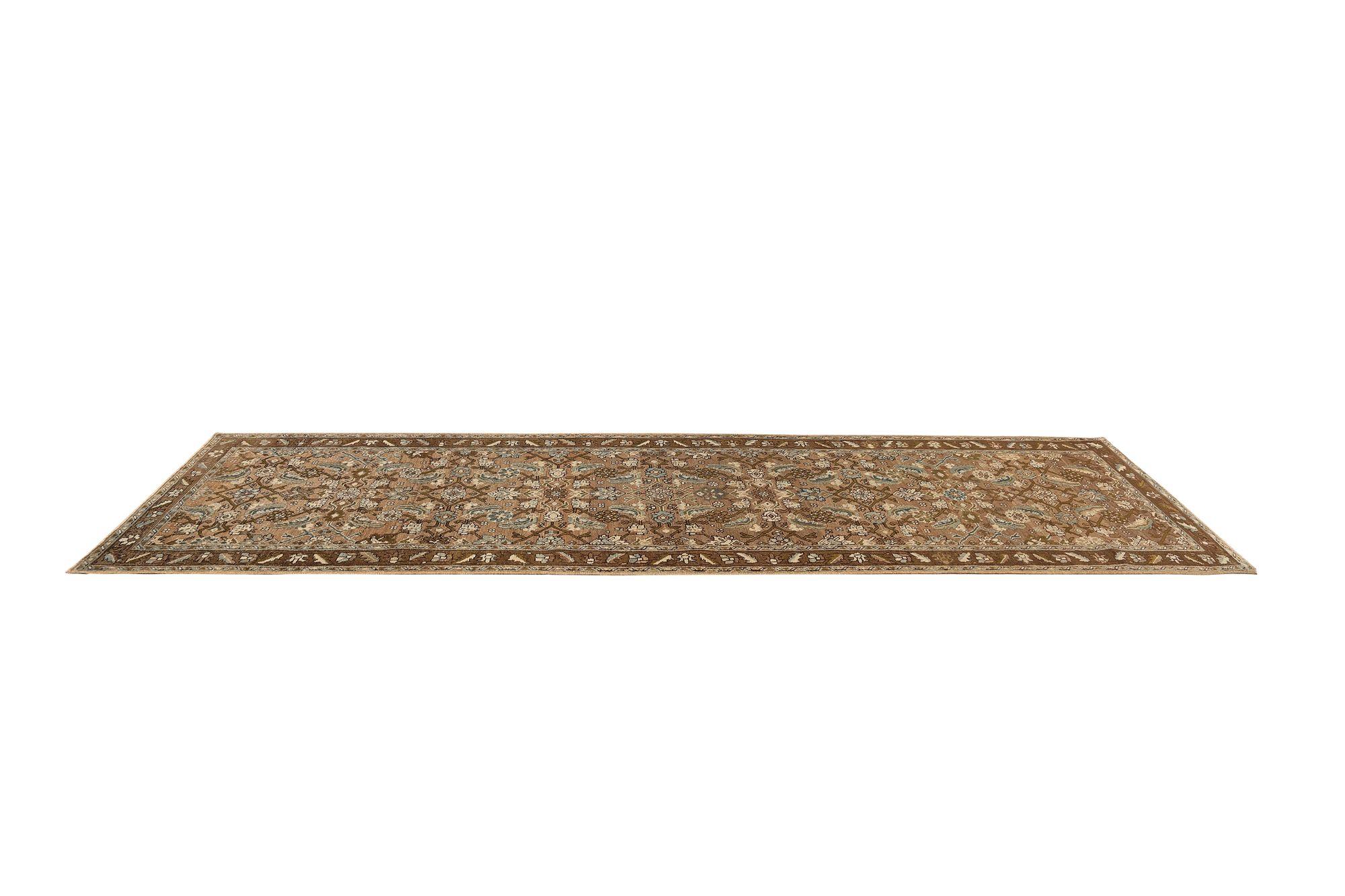 Tapis de course persan Azerbaïdjan - Laine Brown Taupe Design - 97680 Excellent état - En vente à Dallas, TX