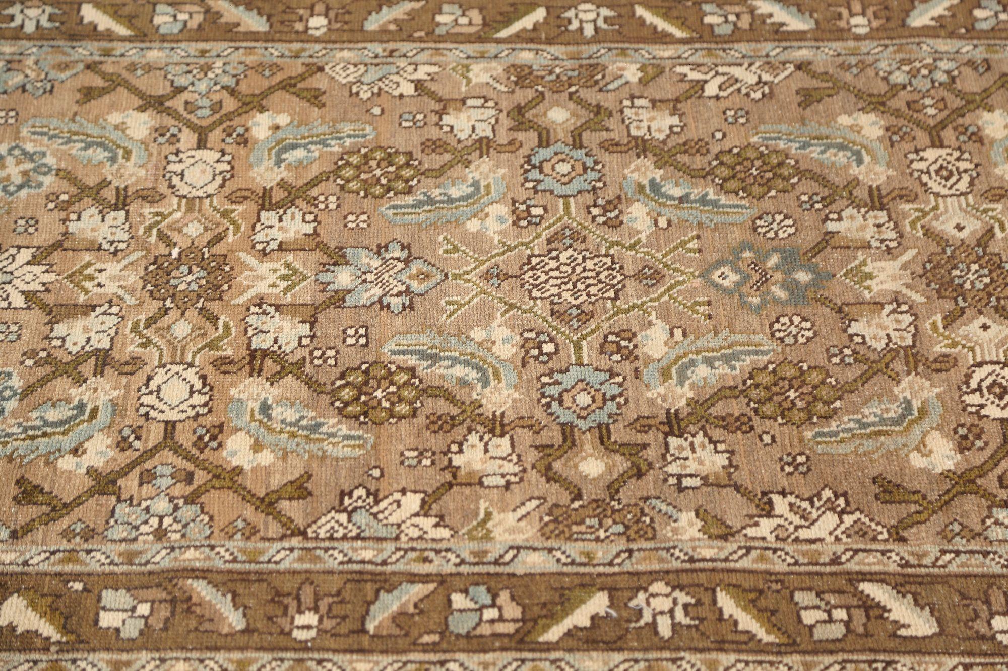 20ième siècle Tapis de course persan Azerbaïdjan - Laine Brown Taupe Design - 97680 en vente