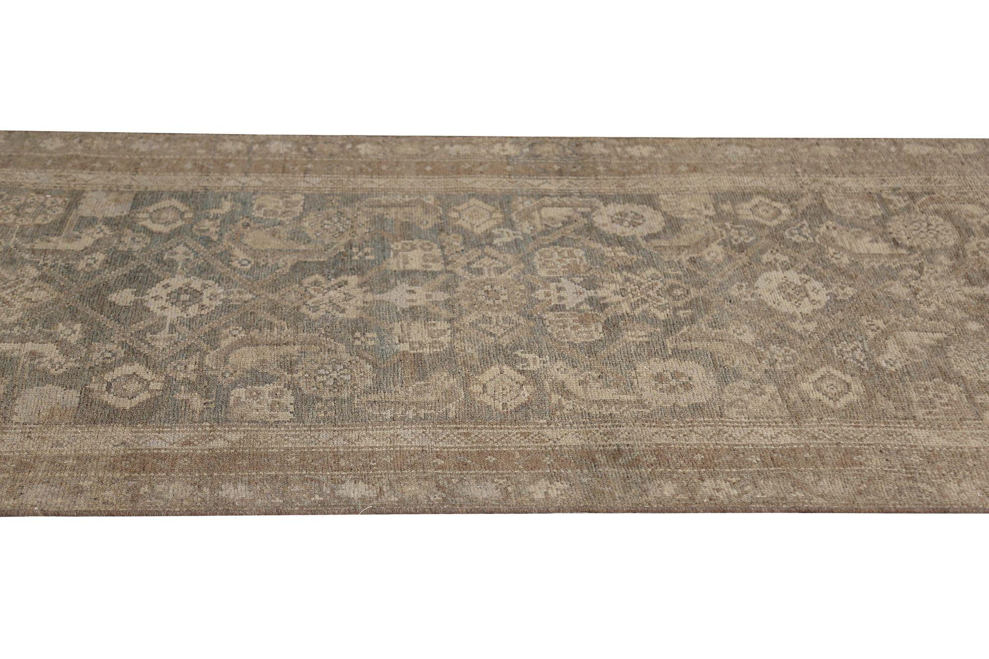 Tapis de course persan Azerbaïdjan - Laine Brown Taupe Design - 97734 Excellent état - En vente à Dallas, TX