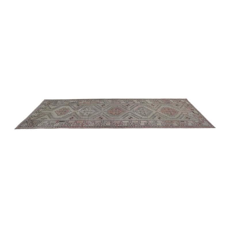 Persischer Aserbaidschan-Läufer aus Wolle – elfenbeinfarbenes Design – 97616 (Irakisch) im Angebot
