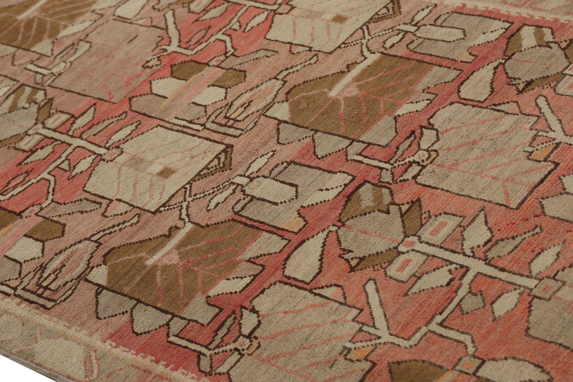 Persischer Aserbaidschan-Läufer - Wolle Elfenbein Rosa Taupe Design - 97986 im Zustand „Hervorragend“ im Angebot in Dallas, TX