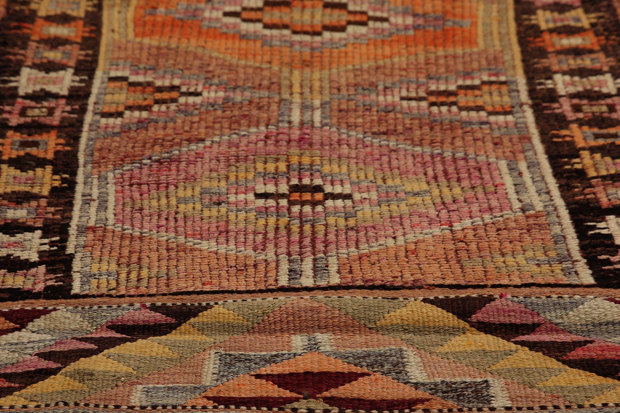 Persischer Aserbaidschan-Läufer - Wolle Orange Rot Design - 97097 (Irakisch) im Angebot