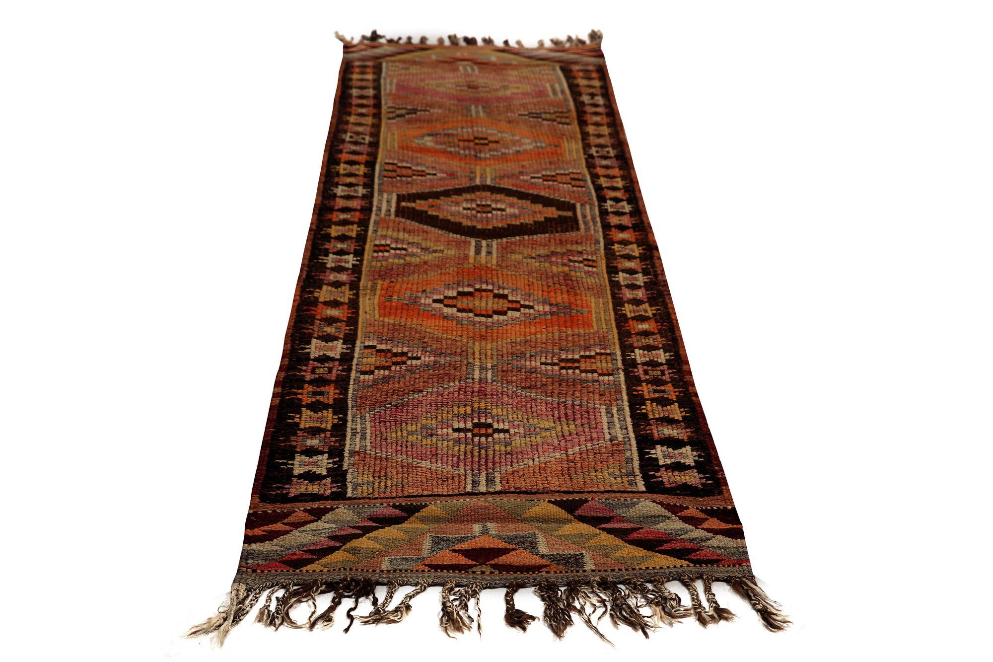 Persischer Aserbaidschan-Läufer - Wolle Orange Rot Design - 97097 im Zustand „Hervorragend“ im Angebot in Dallas, TX
