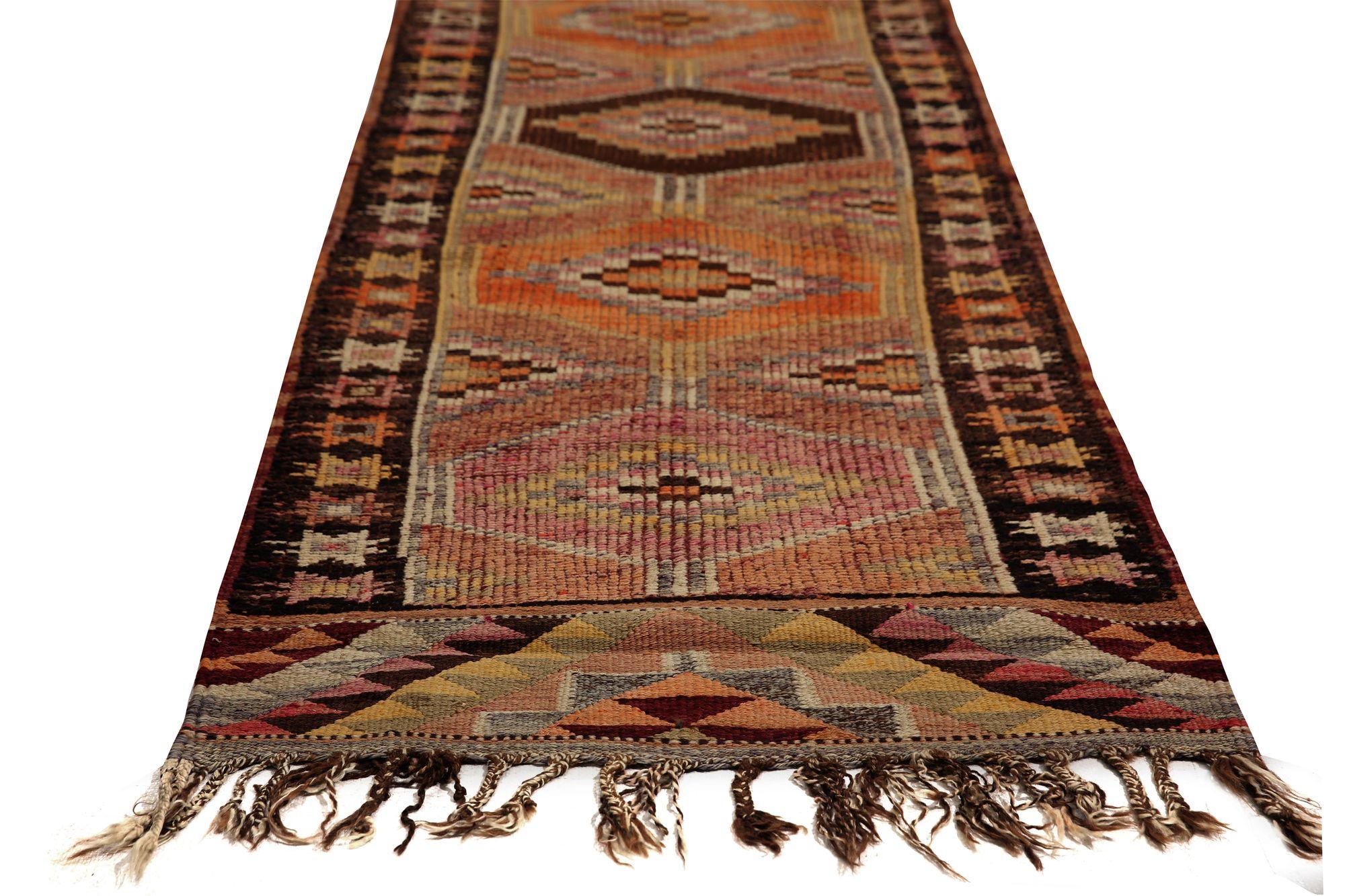 Persischer Aserbaidschan-Läufer - Wolle Orange Rot Design - 97097 (20. Jahrhundert) im Angebot