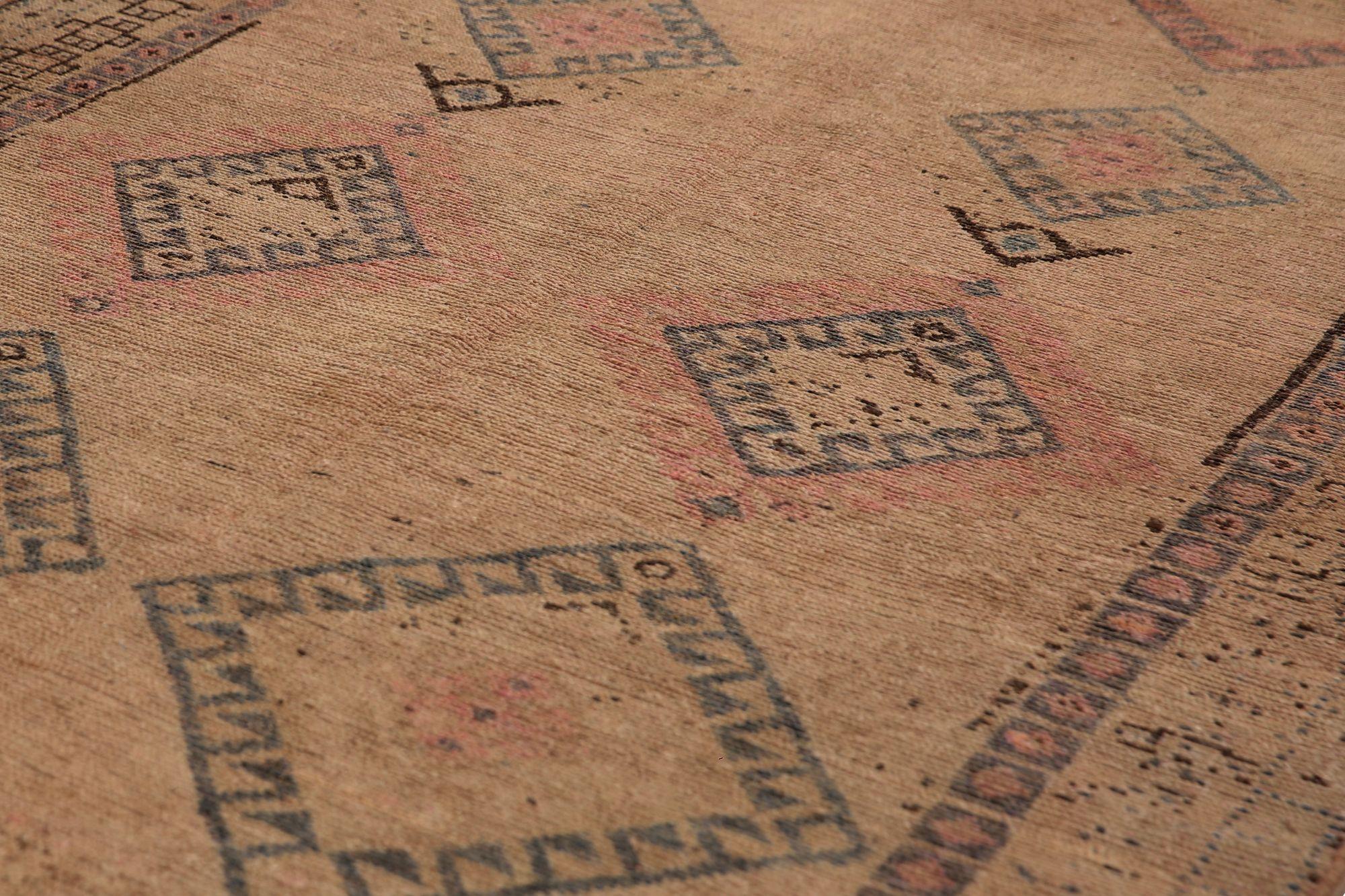 Persischer Aserbaidschan-Läufer - Wolle Rosa Taupe Design - 97711 (Irakisch) im Angebot