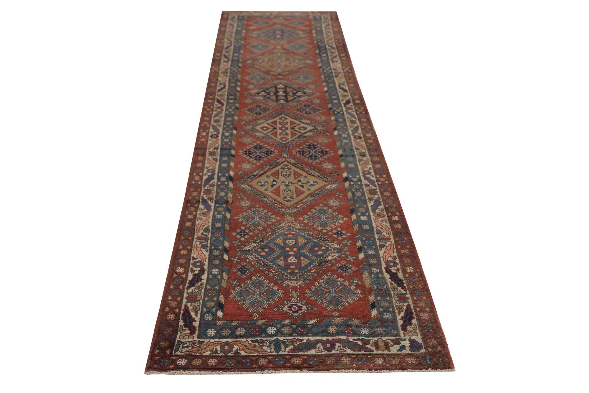 Persischer Aserbaidschan-Läufer aus Wolle – rotes Design – 96733 (Irakisch) im Angebot