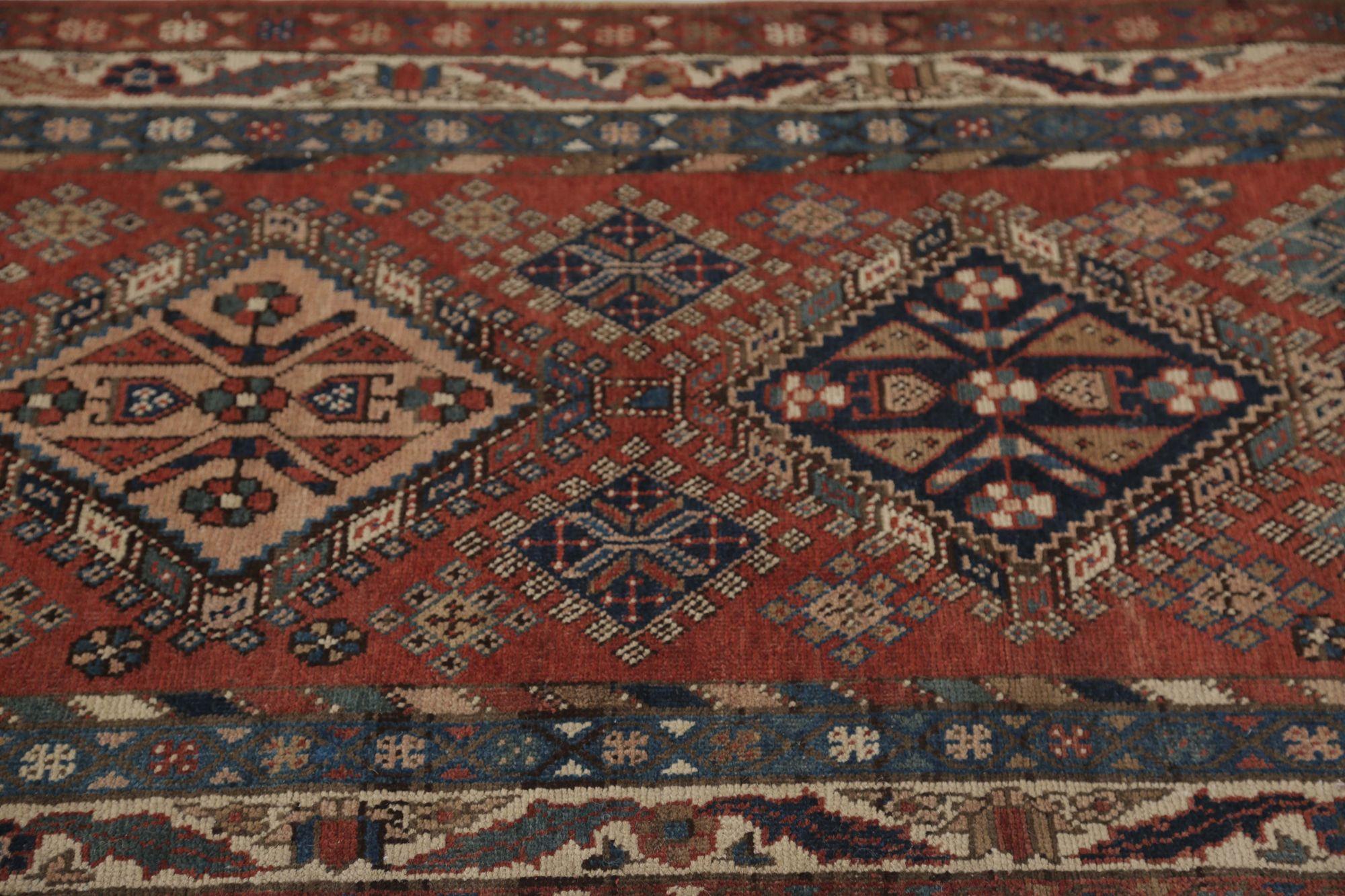 Persischer Aserbaidschan-Läufer aus Wolle – rotes Design – 96733 (20. Jahrhundert) im Angebot