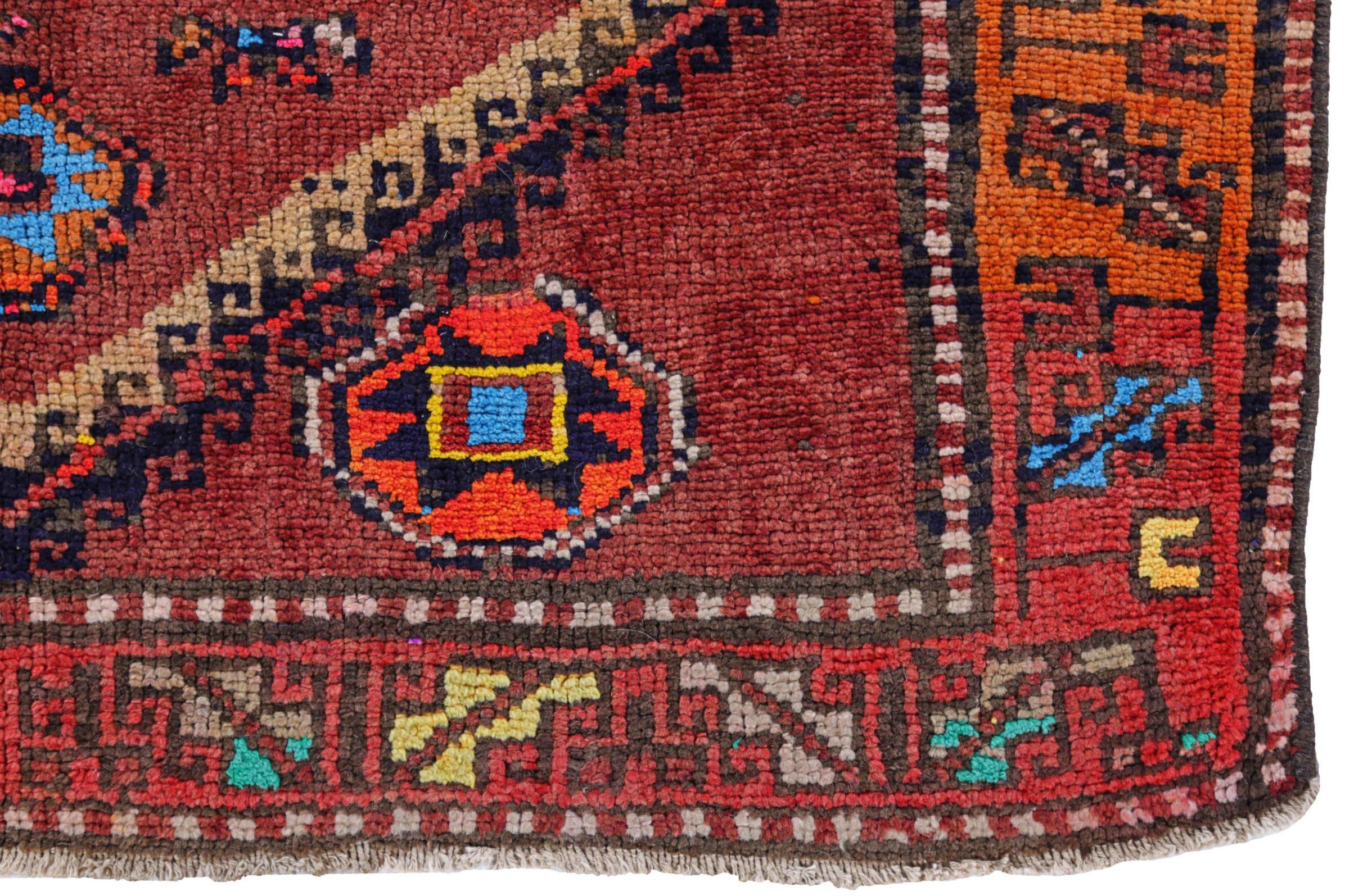 XX secolo Tappeto persiano Azerbaijan Small Design - Lana Blu Arancione Rosso - 91104 in vendita