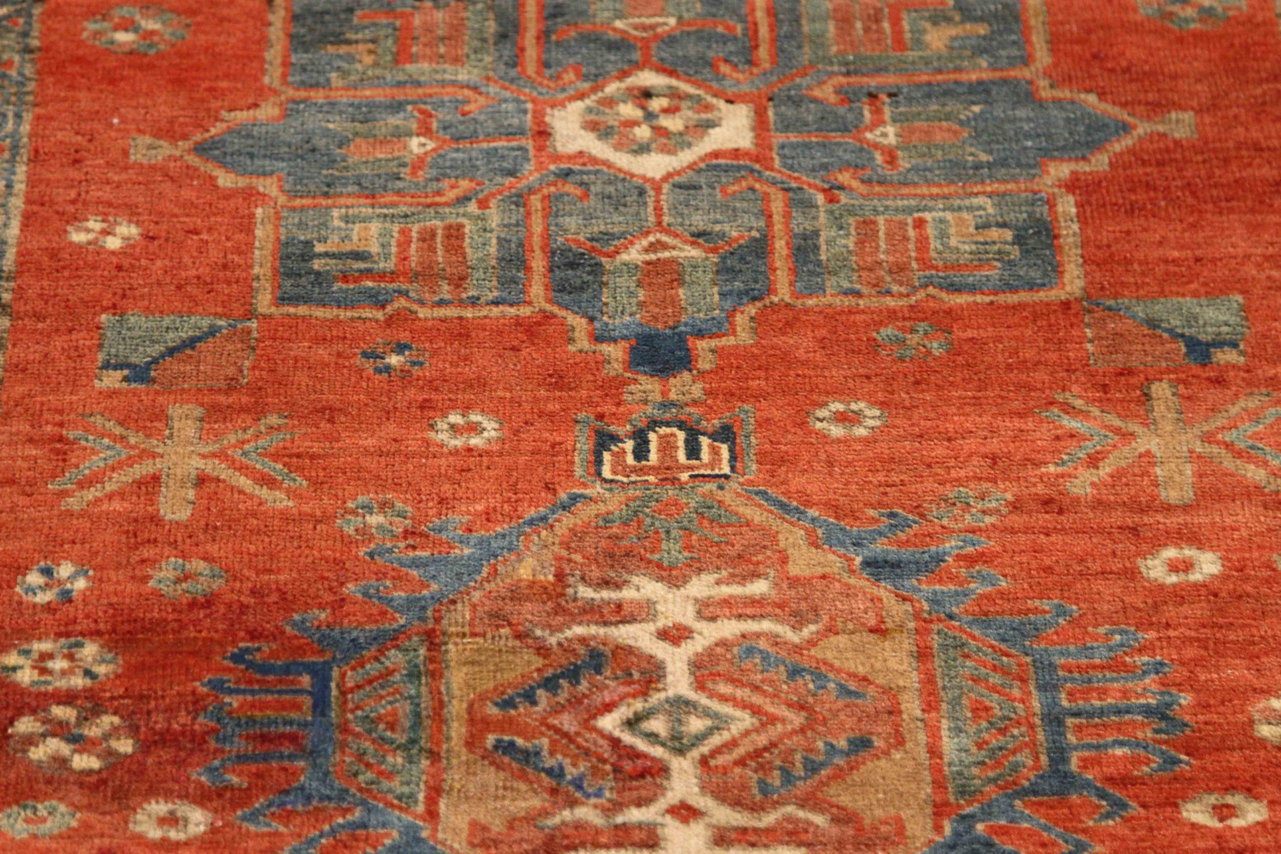 Persischer Aserbaidschan Kleiner Teppich - Wolle Blau Rot Gelb 70616 (Asiatisch) im Angebot