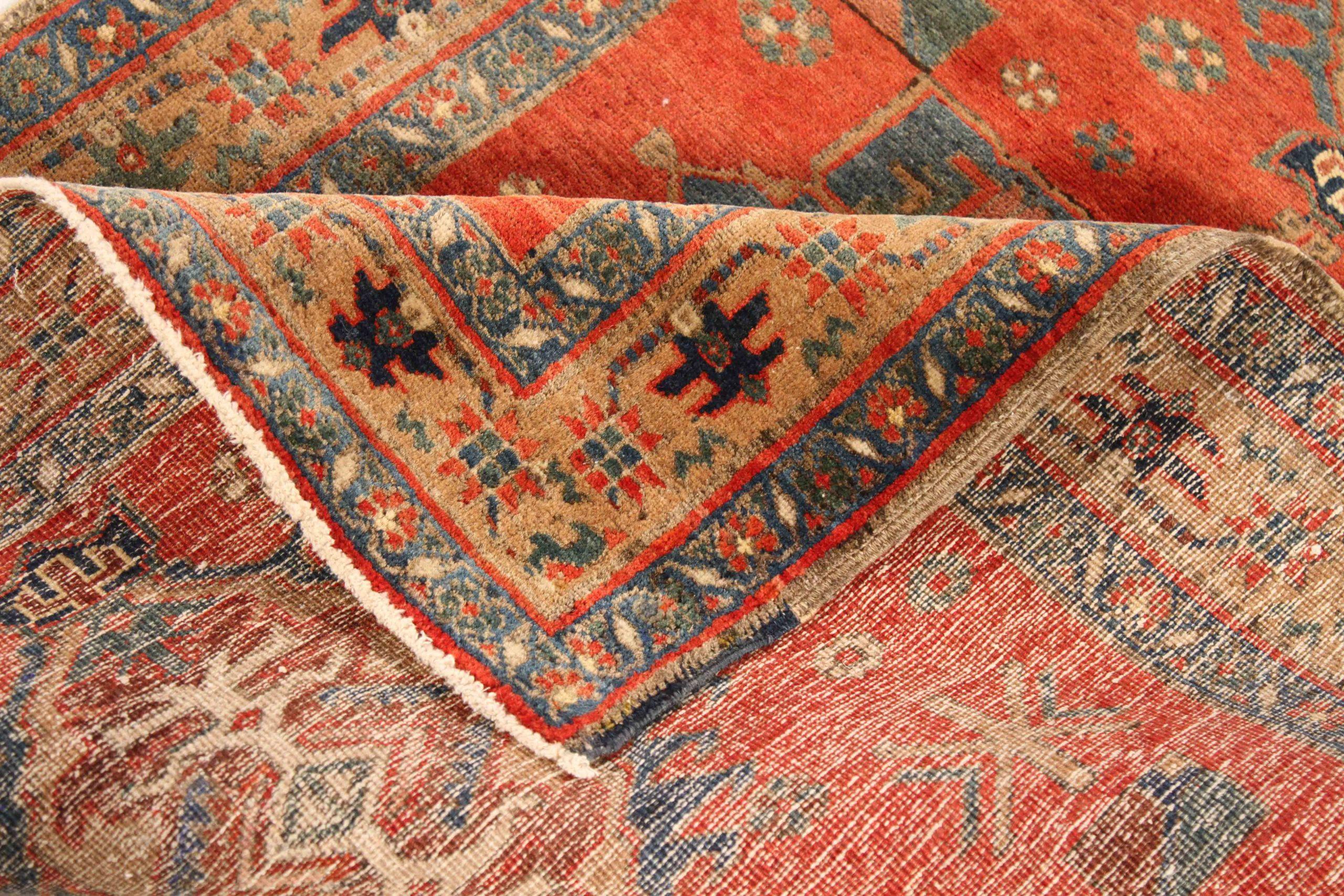 Persischer Aserbaidschan Kleiner Teppich - Wolle Blau Rot Gelb 70616 im Zustand „Hervorragend“ im Angebot in Dallas, TX