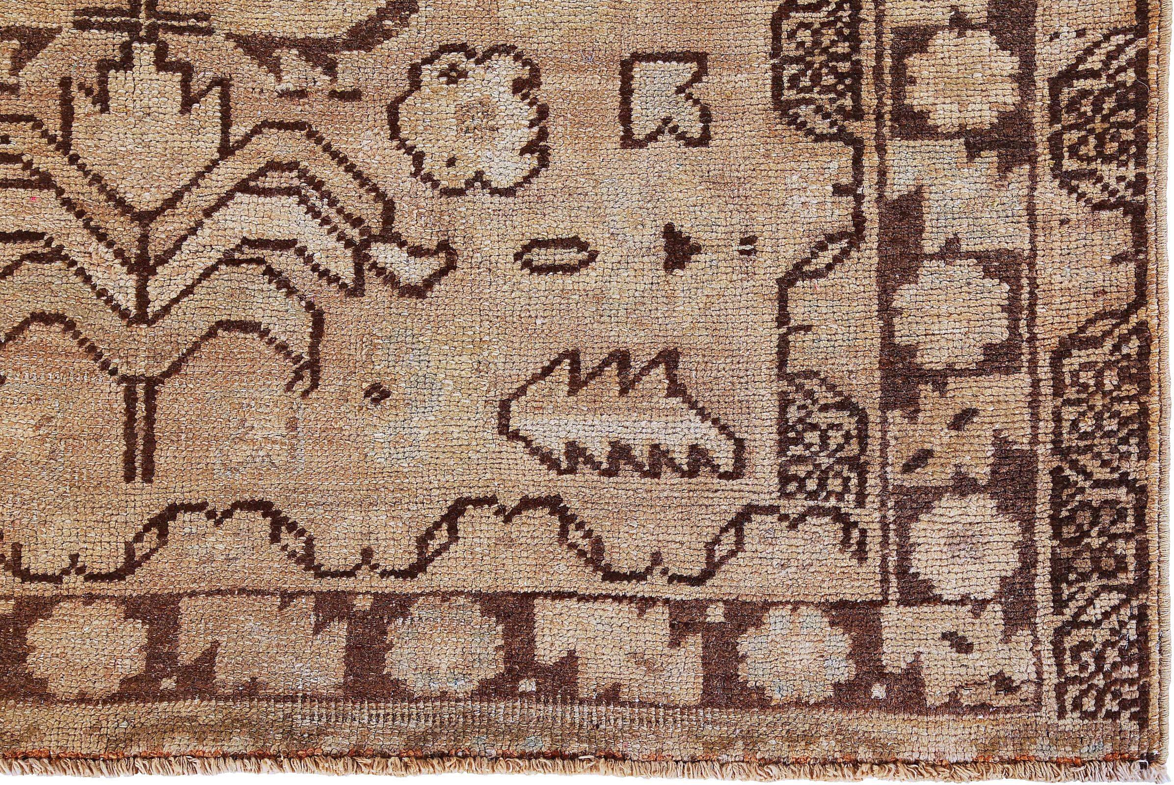 Persischer Aserbaidschan Small Rug - Wolle Brown Design - 89649 im Zustand „Hervorragend“ im Angebot in Dallas, TX