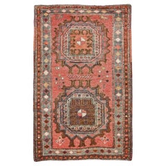 Persian Azerbaijan Small Rug - Wool Brown Gray Pink Design - 91182