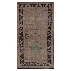 Persian Azerbaijan Small Rug - Wool Brown Green Pink Design - 91481
