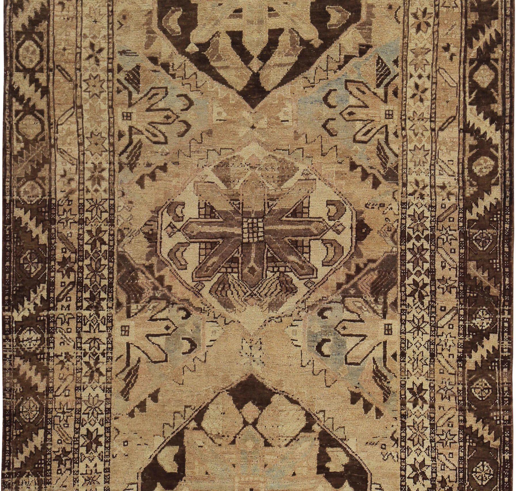 Persischer Aserbaidschan Small Teppich - Wolle Brown Elfenbein Design - 89625 (Asiatisch) im Angebot