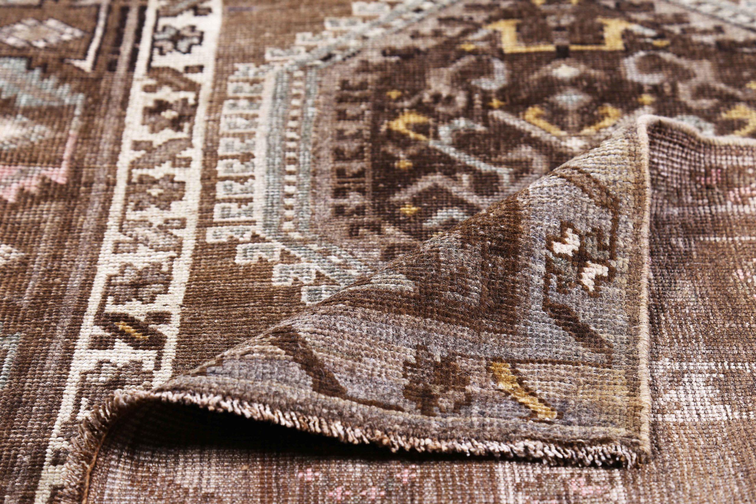 Persischer Aserbaidschan Small Teppich - Wolle Brown Elfenbein Design - 89626 (20. Jahrhundert) im Angebot