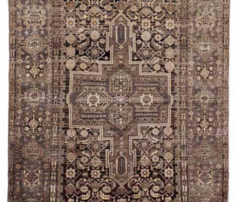 Persischer Aserbaidschan Small Teppich - Wolle Brown Elfenbein Design - 91324 (Asiatisch) im Angebot