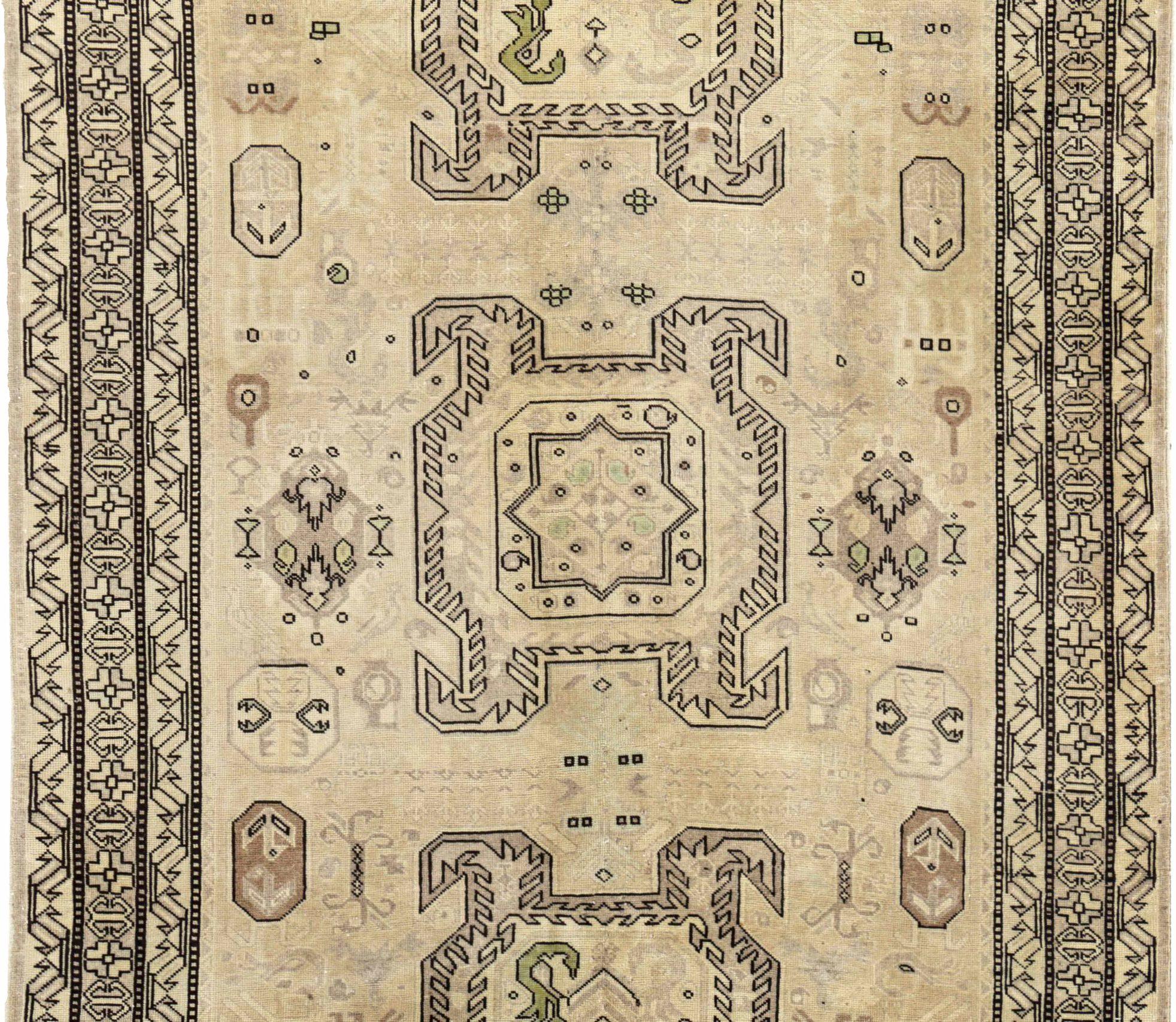 Asiatico Tappeto persiano Azerbaijan Small - Lana Marrone Avorio Design - 91405 in vendita