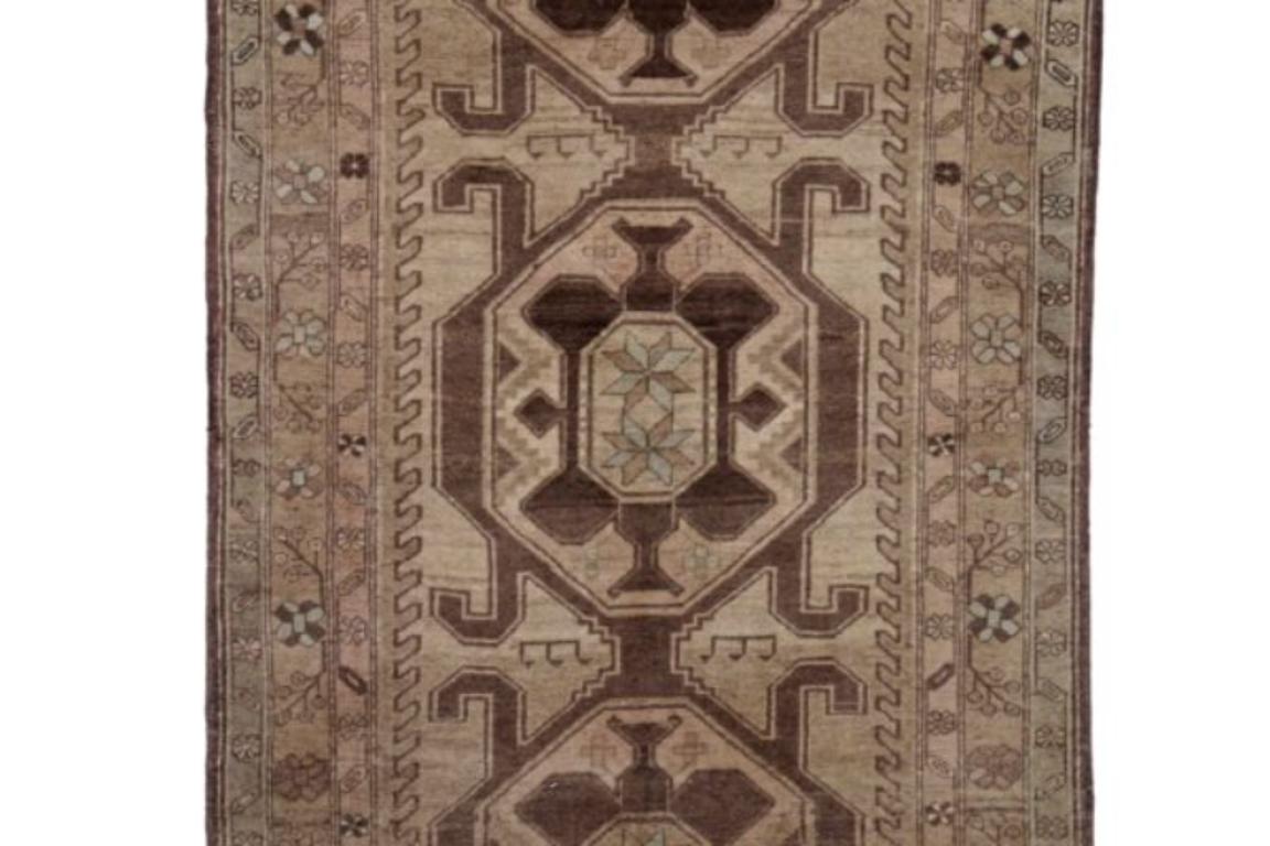 Persischer Aserbaidschan Small Teppich - Wolle Brown Elfenbein Design - 91622 (Asiatisch) im Angebot