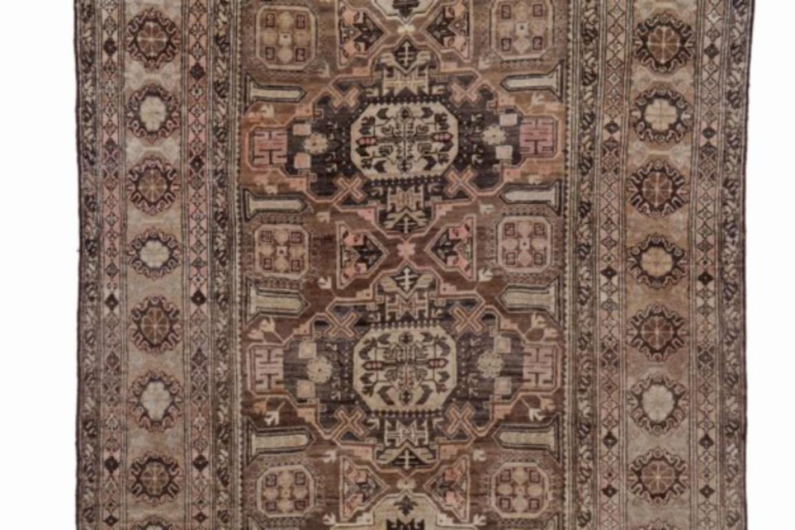 Persischer Aserbaidschan Small Teppich - Wolle Brown Elfenbein Design - 91628 (Asiatisch) im Angebot
