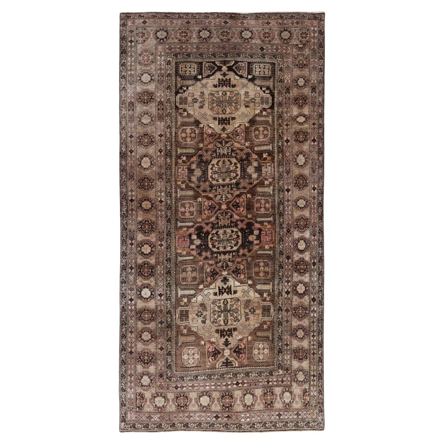 Persischer Aserbaidschan Small Teppich - Wolle Brown Elfenbein Design - 91628