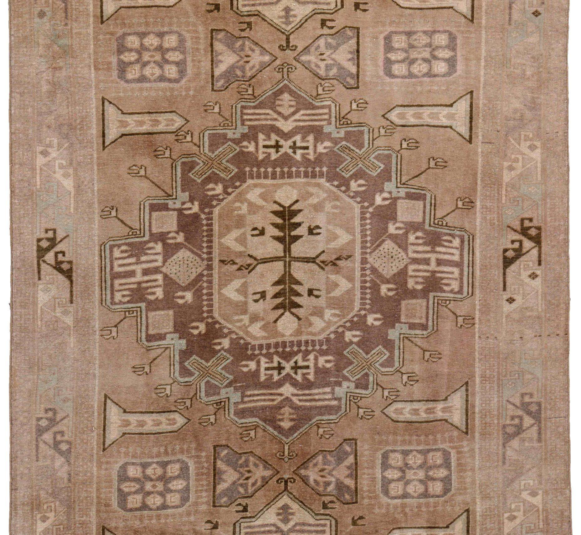 Persischer Aserbaidschan Kleiner Teppich - Wolle Braun Elfenbein Taupe Design - 91395 (Asiatisch) im Angebot