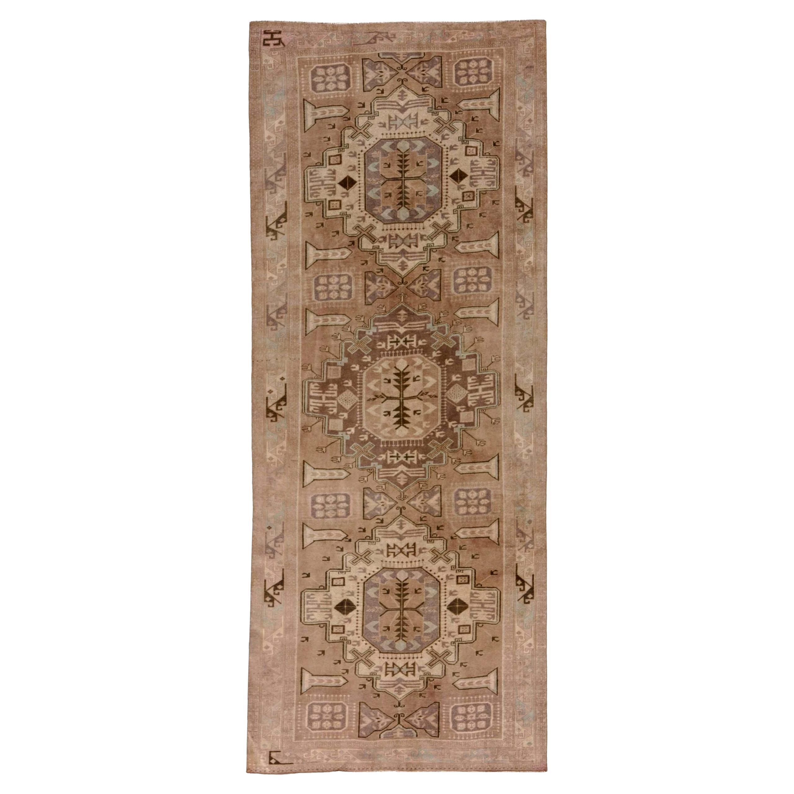 Persischer Aserbaidschan Kleiner Teppich - Wolle Braun Elfenbein Taupe Design - 91395 im Angebot