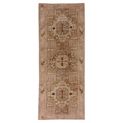 Persischer Aserbaidschan Kleiner Teppich - Wolle Braun Elfenbein Taupe Design - 91395