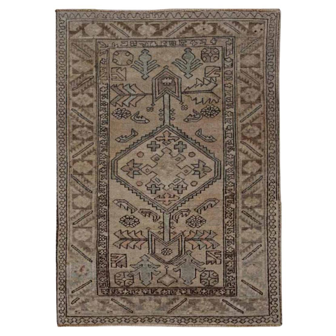 Persischer Aserbaidschan Kleiner Teppich - Wolle Braun Elfenbein Taupe Design - 91482