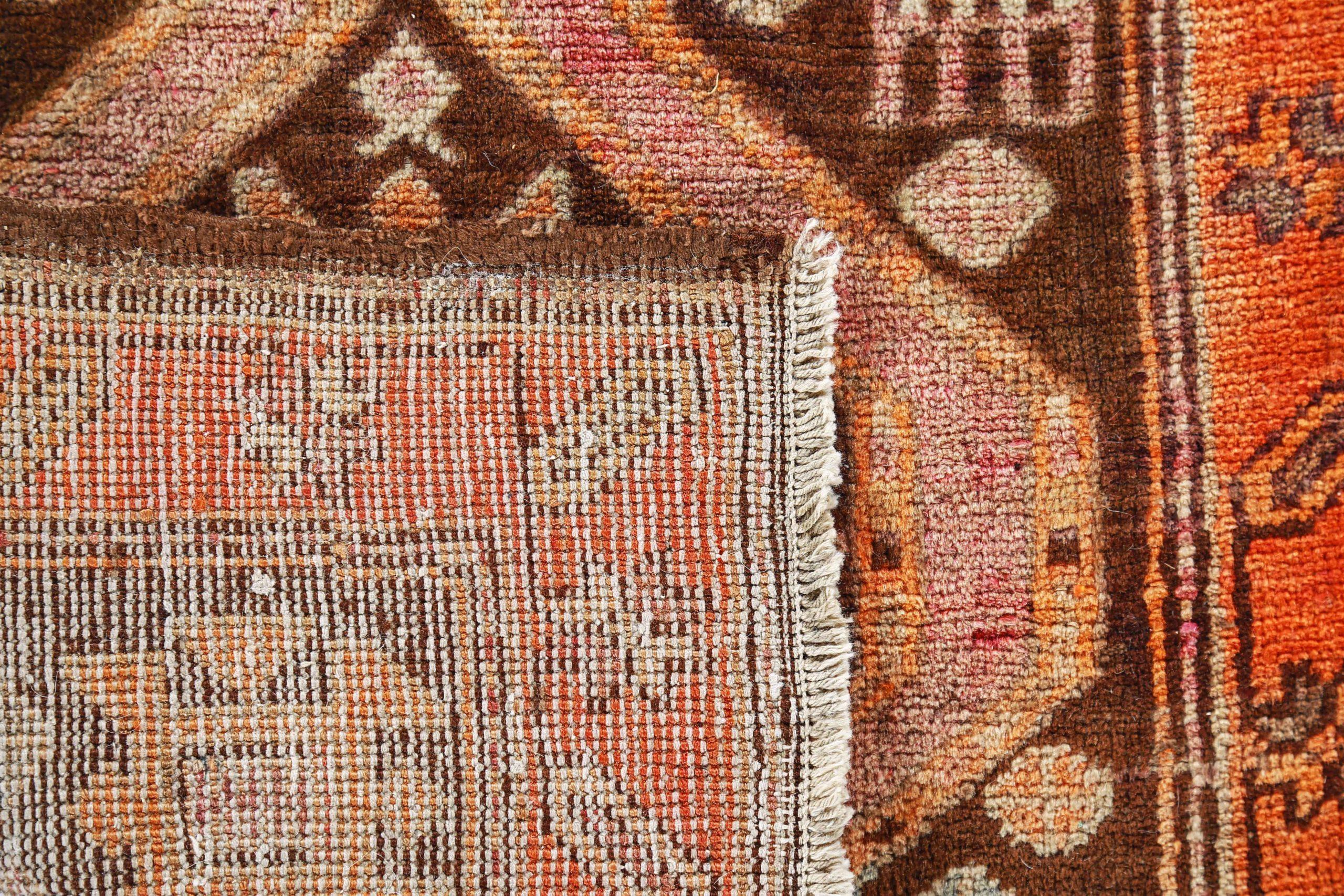 20th Century Persian Azerbaijan Small Rug - Wool Brown Orange Pink Design - 91173 For Sale