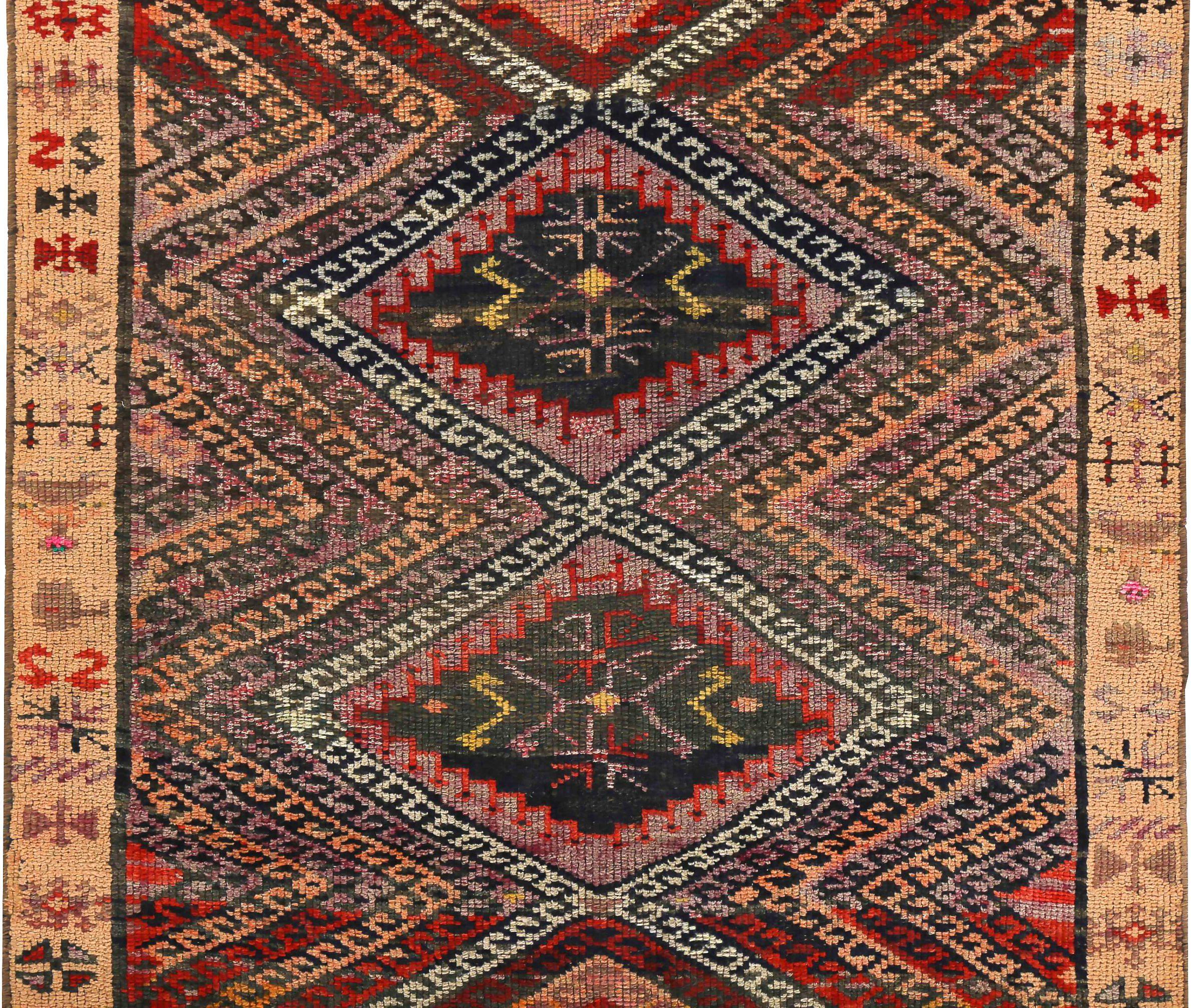 Asiatico Tappeto persiano Azerbaijan Small - Lana Marrone Rosso Giallo Design - 89648 in vendita