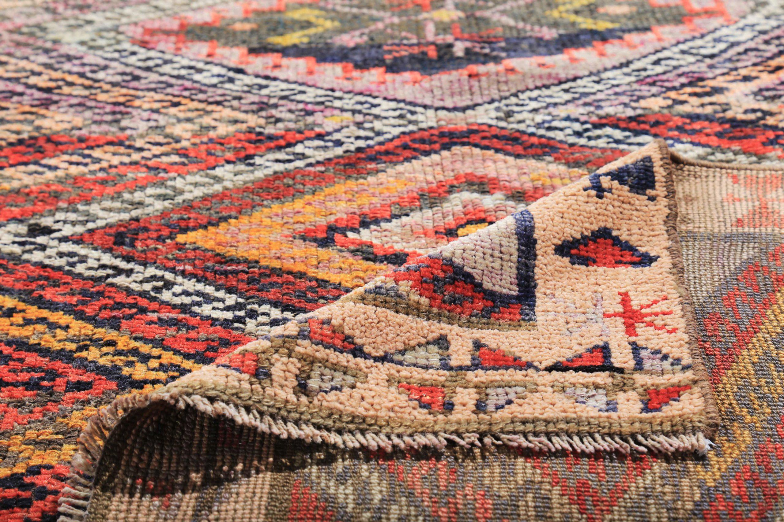 XX secolo Tappeto persiano Azerbaijan Small - Lana Marrone Rosso Giallo Design - 89648 in vendita