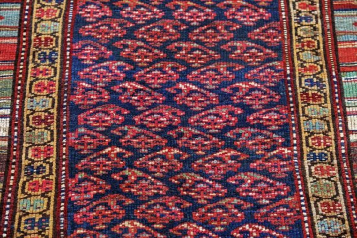 Asian Persian Azerbaijan Small Rug - Wool Green Blue Red Yellow - 91248 For Sale