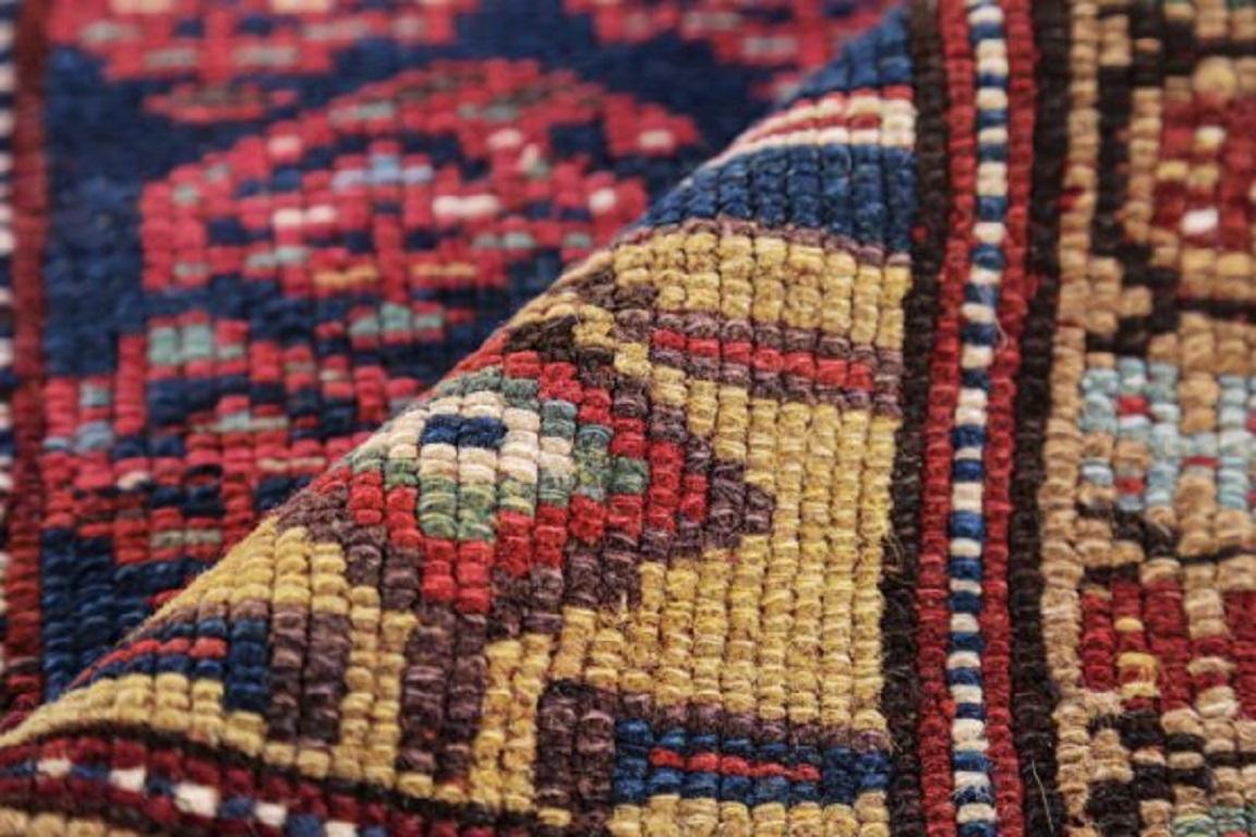 20th Century Persian Azerbaijan Small Rug - Wool Green Blue Red Yellow - 91248 For Sale