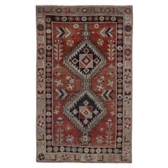 Persischer Aserbaidschanischer kleiner Teppich - Wolle Elfenbein Rosa Rot Design - 91457