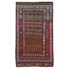 Persischer Aserbaidschan Kleiner Teppich - Wolle Elfenbein Rot Gelb Design - 91596