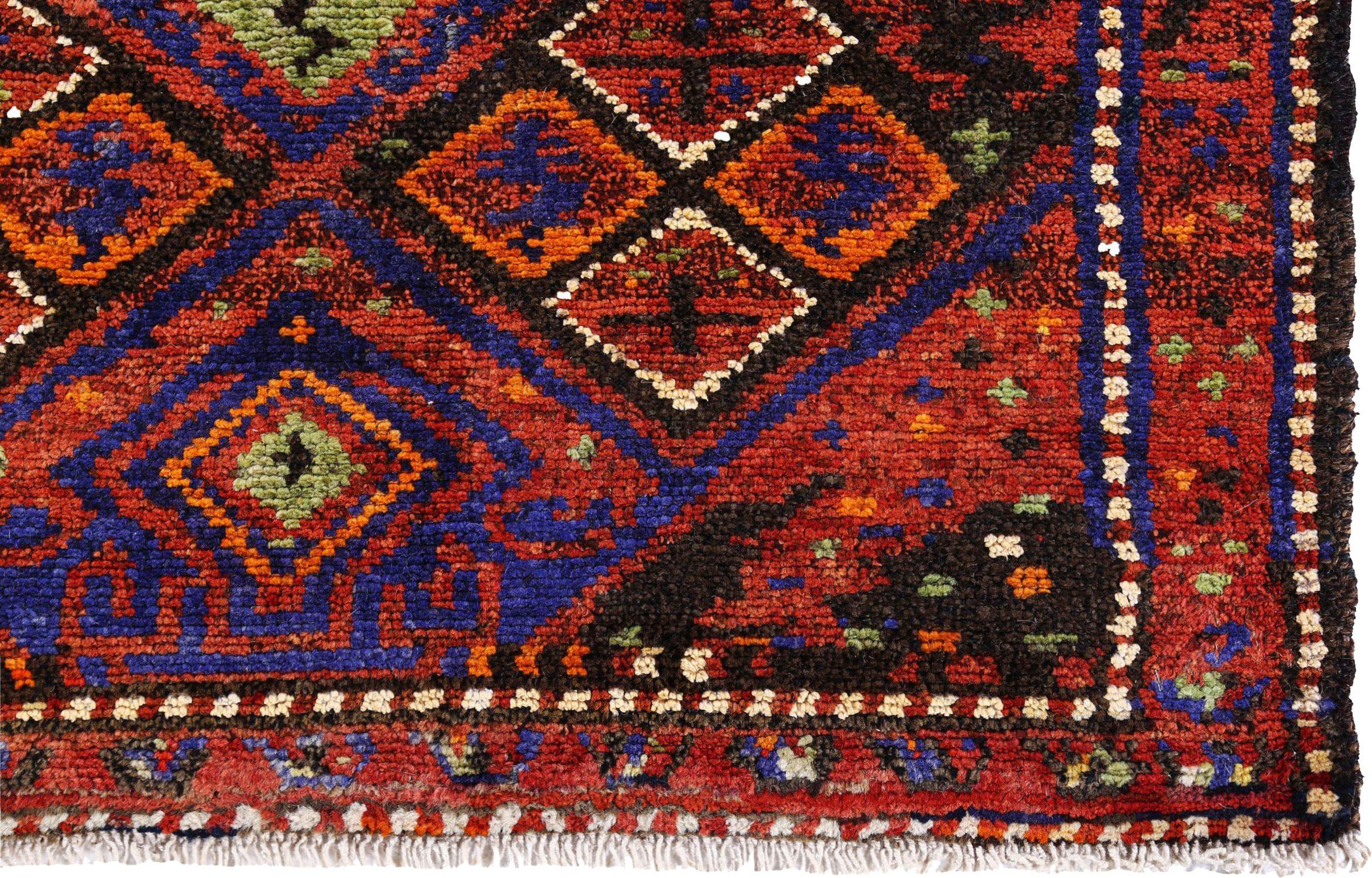 Persian Azerbaijan Small Rug - Wool Navy Blue Orange Red - 89656 In Excellent Condition For Sale In Dallas, TX