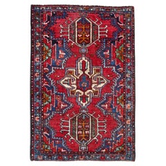 Tappeto persiano Azerbaijan Small Design 1910 - Lana blu avorio rosso - 91194