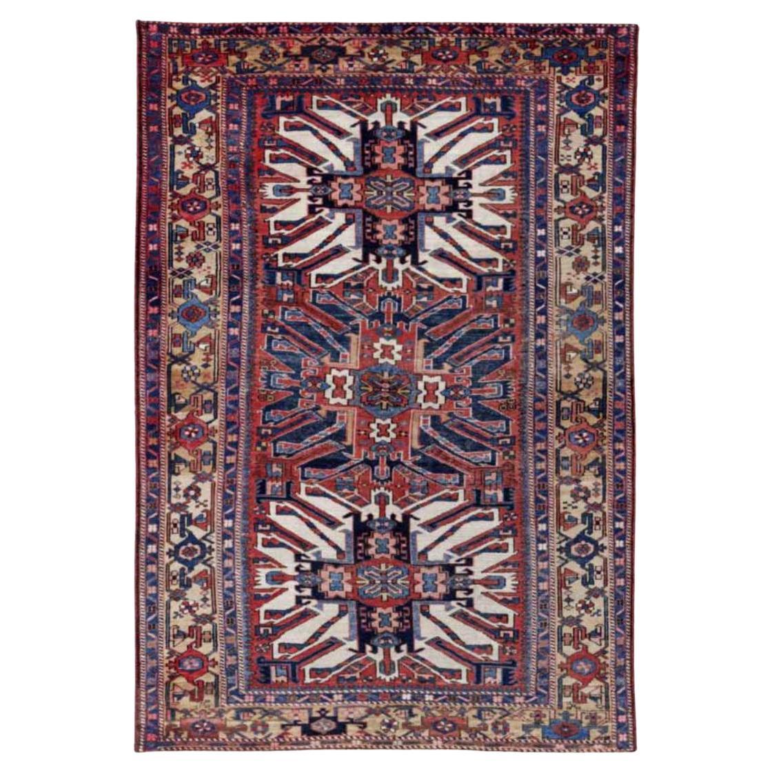 Tappeto persiano Azerbaijan Small Design 1910 circa - Lana blu avorio rosso - 91322