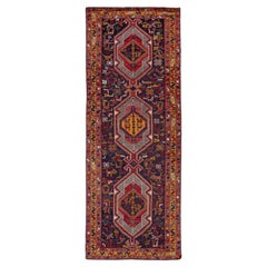 Persisch Aserbaidschan Kleiner Teppich CIRCA 1910 - Wolle Marineblau Rosa Rot Gelb - 91428