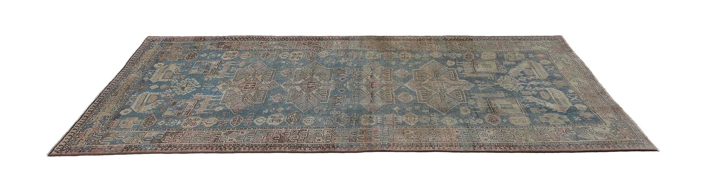Persischer Aserbaidschanischer kleiner Teppich - Wollblaues Design - 97618 im Zustand „Hervorragend“ im Angebot in Dallas, TX