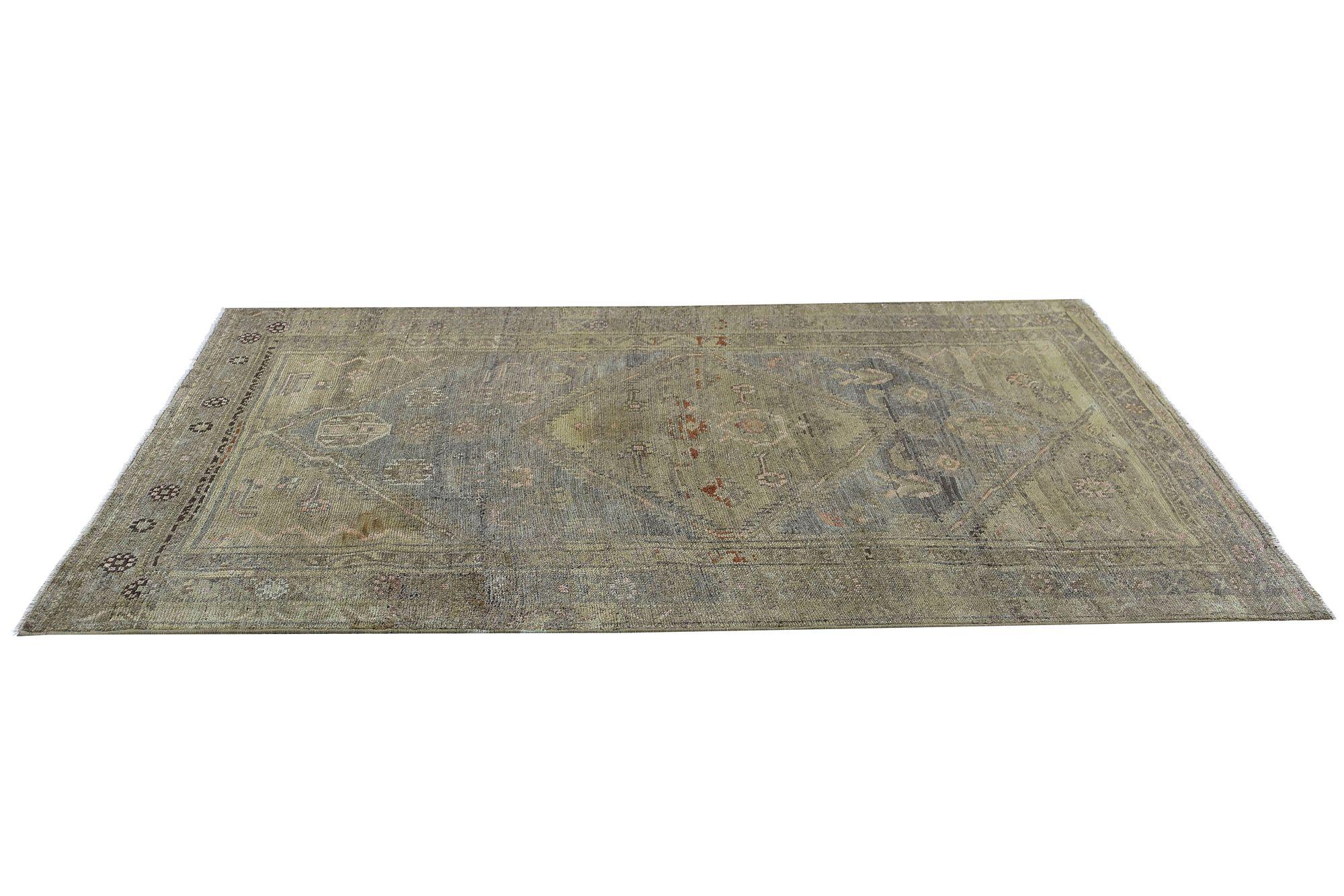 Persischer Aserbaidschanischer kleiner Teppich - Wolle Blau Grün Design - 97416 (20. Jahrhundert) im Angebot