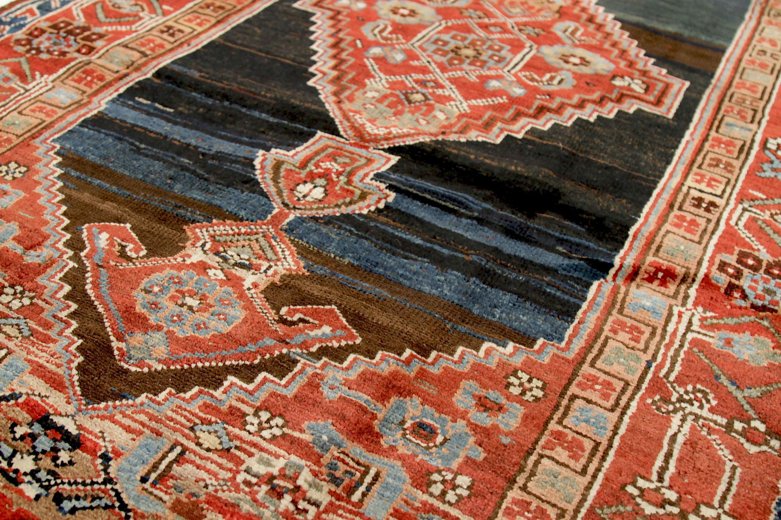 Persischer Aserbaidschanischer kleiner Teppich - Wolle Blau Rot Design - 88796 (Irakisch) im Angebot