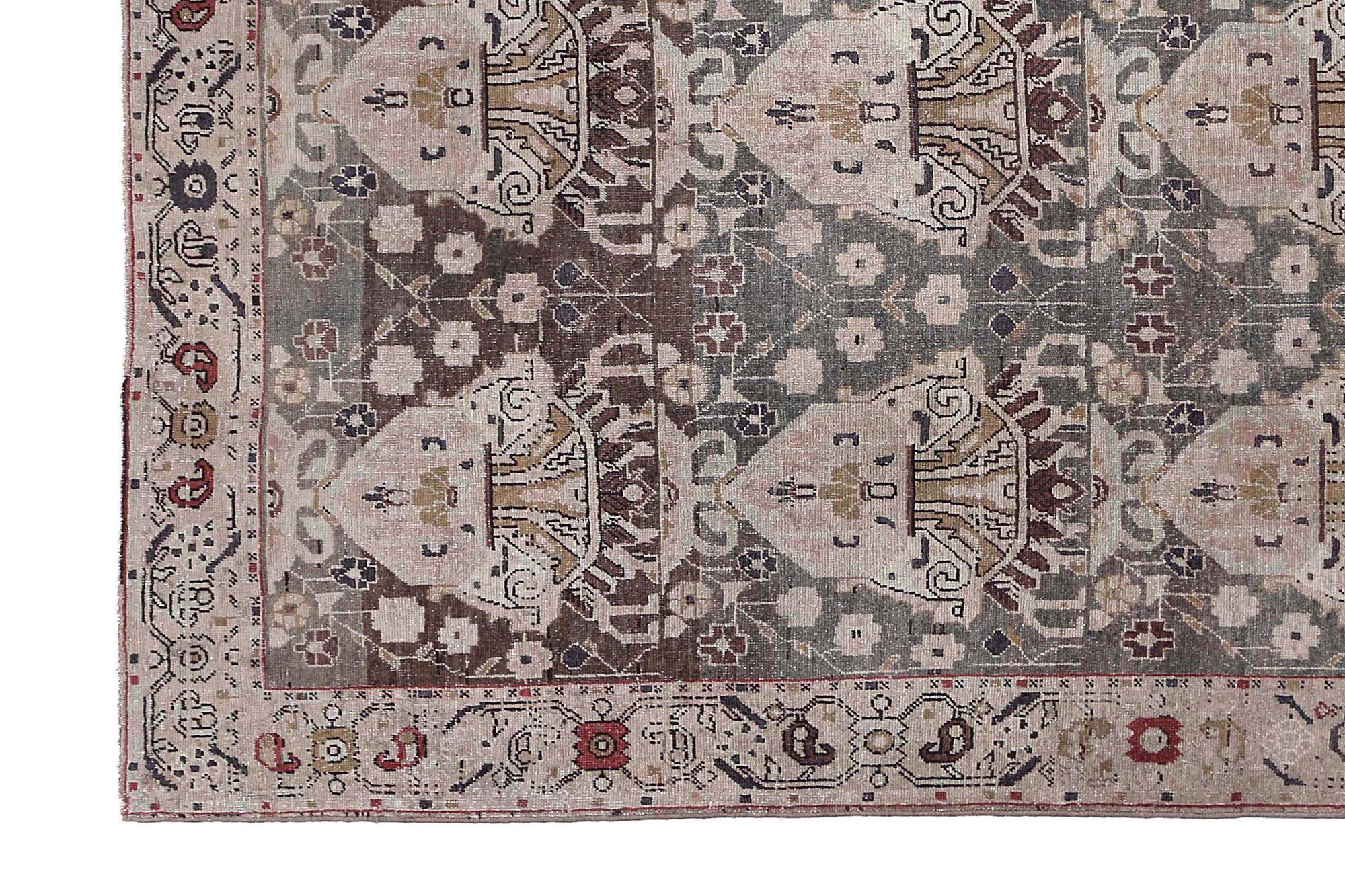 Tappeto persiano Azerbaijan Small Design - Lana Marrone Grigio - 97607 In condizioni ottime in vendita a Dallas, TX